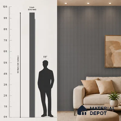 Dark Grey Patterned Look PN 07078 9.5 ft x 4.9 inch Charcoal Panel - 10 mm | Suitable for Feature Wall, TV Unit & Living Room | Width is Subjected to 5% Variation