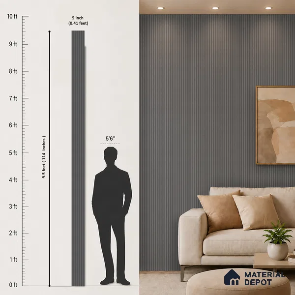 Dark Grey Patterned Look PN 07078 9.5 ft x 4.9 inch Charcoal Panel - 10 mm | Suitable for Feature Wall, TV Unit & Living Room | Width is Subjected to 5% Variation