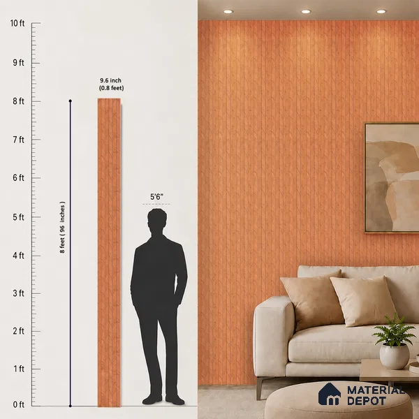 Copper Orange Marble Look PN 07379 8 ft x 9.6 inch PVC Panel - 10 mm | Suitable for Living Room, Bedroom & Office | Width is Subjected to 5% Variation