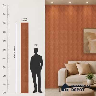 Wooden Look PN 07407 8 ft x 12 inch PVC Panel - 10 mm | Suitable for Living Room, Bedroom & Office | Width is Subjected to 5% Variation