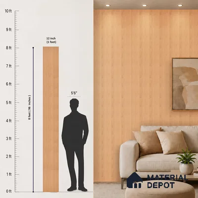 Wooden Look PN 07411 8 ft x 12 inch PVC Panel - 10 mm | Suitable for Living Room, Bedroom & Office | Width is Subjected to 5% Variation