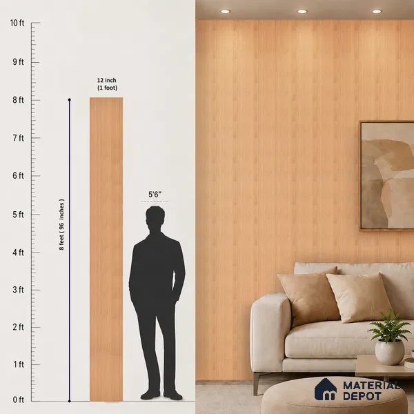 Wooden Look PN 07411 8 ft x 12 inch PVC Panel - 10 mm | Suitable for Living Room, Bedroom & Office | Width is Subjected to 5% Variation