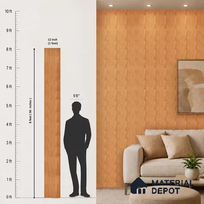 Wooden Look PN 07412 8 ft x 12 inch PVC Panel - 10 mm | Suitable for Living Room, Bedroom & Office | Width is Subjected to 5% Variation