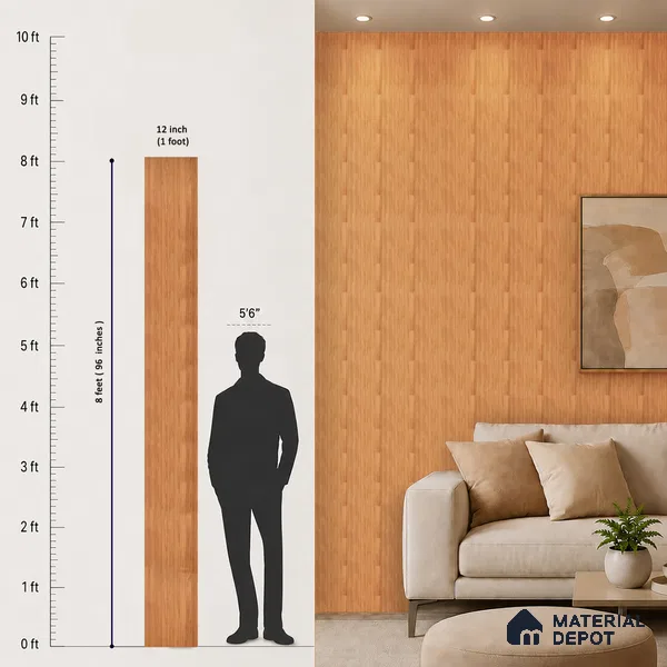 Wooden Look PN 07412 8 ft x 12 inch PVC Panel - 10 mm | Suitable for Living Room, Bedroom & Office | Width is Subjected to 5% Variation