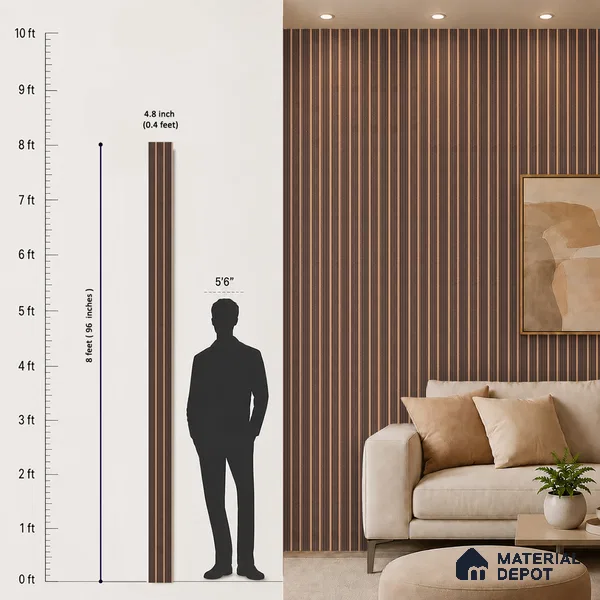 Cappucino Brown Patterned Look PN 07446 8 ft x 4.8 inch PVC Panel - 10 mm | Suitable for Living Room, Bedroom & Office | Width is Subjected to 5% Variation
