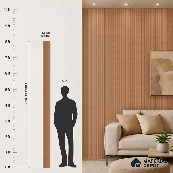Wooden Look PN 07449 8 ft x 4.8 inch PVC Panel - 10 mm | Suitable for Living Room, Bedroom & Office | Width is Subjected to 5% Variation