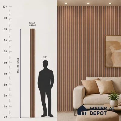 Cappucino Brown Leather Look PN 07456 8 ft x 4.8 inch PVC Panel - 10 mm | Suitable for Living Room, Bedroom & Office | Width is Subjected to 5% Variation
