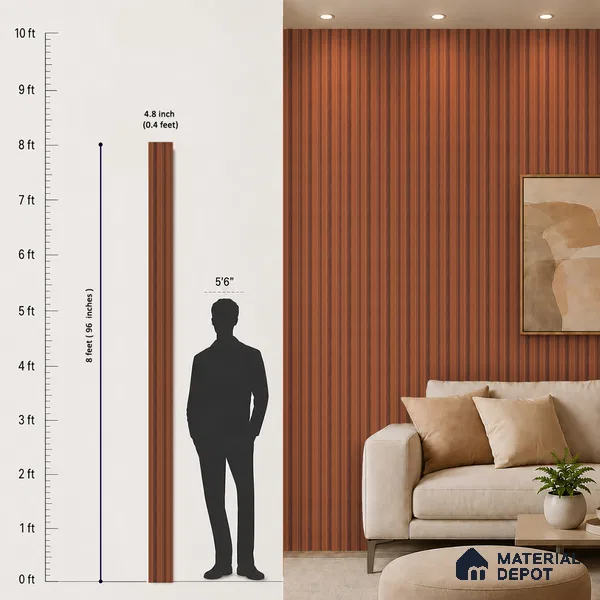 Wooden Look PN 07457 8 ft x 4.8 inch PVC Panel - 10 mm | Suitable for Living Room, Bedroom & Office | Width is Subjected to 5% Variation