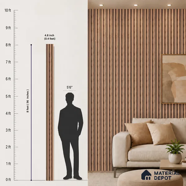 Wooden Look PN 07463 8 ft x 4.8 inch PVC Panel - 10 mm | Suitable for Living Room, Bedroom & Office | Width is Subjected to 5% Variation
