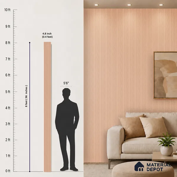 Wooden Look PN 07473 8 ft x 4.8 inch PVC Panel - 10 mm | Suitable for Living Room, Bedroom & Office | Width is Subjected to 5% Variation