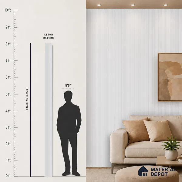 Dove Grey Plain Colour Look PN 07477 8 ft x 4.8 inch PVC Panel - 10 mm | Suitable for Living Room, Bedroom & Office | Width is Subjected to 5% Variation