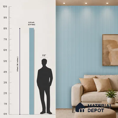 Cloud Grey Plain Colour Look PN 07480 8 ft x 4.8 inch PVC Panel - 10 mm | Suitable for Living Room, Bedroom & Office | Width is Subjected to 5% Variation