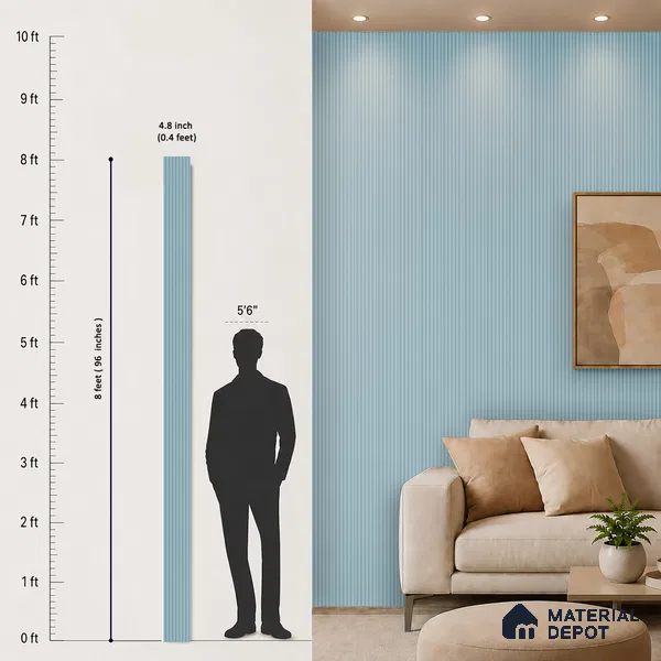Cloud Grey Plain Colour Look PN 07480 8 ft x 4.8 inch PVC Panel - 10 mm | Suitable for Living Room, Bedroom & Office | Width is Subjected to 5% Variation
