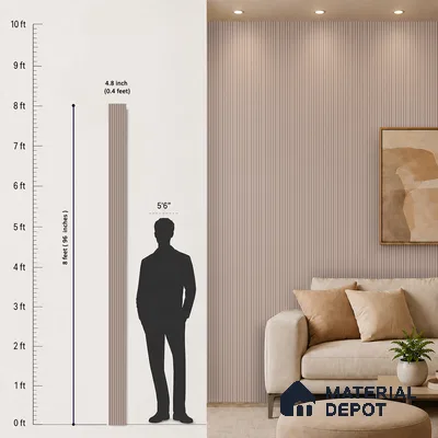 Cloud Grey Plain Colour Look PN 07481 8 ft x 4.8 inch PVC Panel - 10 mm | Suitable for Living Room, Bedroom & Office | Width is Subjected to 5% Variation