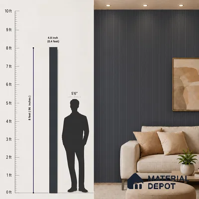 Graphite Grey Plain Colour Look PN 07482 8 ft x 4.8 inch PVC Panel - 10 mm | Suitable for Living Room, Bedroom & Office | Width is Subjected to 5% Variation