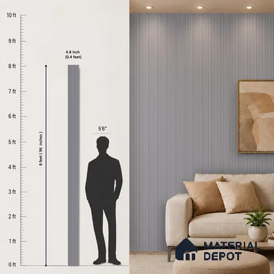 Mist Grey Plain Colour Look PN 07483 8 ft x 4.8 inch PVC Panel - 10 mm | Suitable for Living Room, Bedroom & Office | Width is Subjected to 5% Variation
