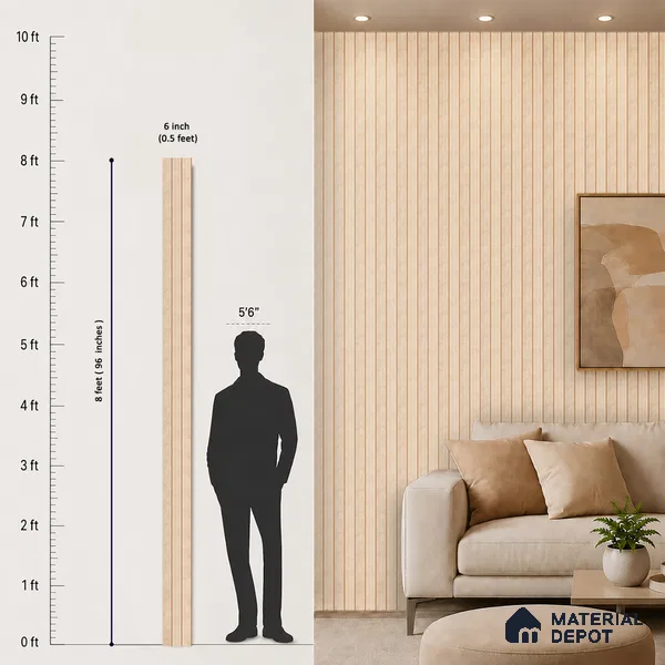 Wooden Look PN 07506 8 ft x 6 inch PVC Panel - 10 mm | Suitable for Living Room, Bedroom & Office | Width is Subjected to 5% Variation