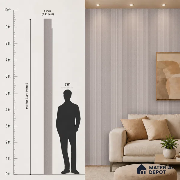 Cloud Grey Stone Look PN 07594 9.5 ft x 4.9 inch Charcoal Panel - 12 mm | Suitable for Feature Wall, TV Unit & Living Room | Width is Subjected to 5% Variation