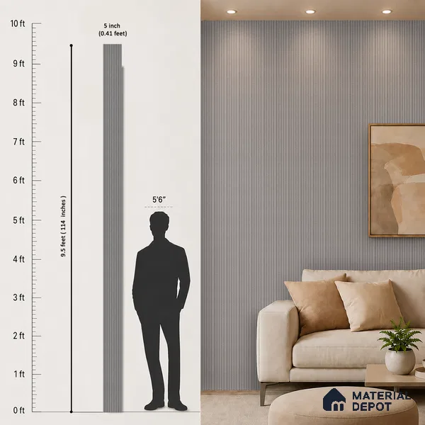 Steel Grey Stone Look PN 07595 9.5 ft x 4.9 inch Charcoal Panel - 12 mm | Suitable for Feature Wall, TV Unit & Living Room | Width is Subjected to 5% Variation