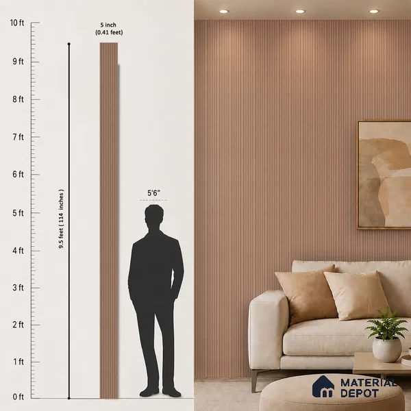 Mocha Brown Stone Look PN 07596 9.5 ft x 4.9 inch Charcoal Panel - 12 mm | Suitable for Feature Wall, TV Unit & Living Room | Width is Subjected to 5% Variation