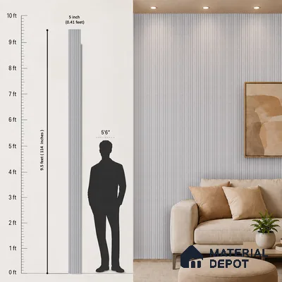 Cement Grey Fabric Look PN 07598 9.5 ft x 4.9 inch Charcoal Panel - 12 mm | Suitable for Feature Wall, TV Unit & Living Room | Width is Subjected to 5% Variation