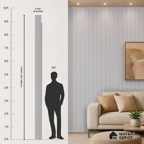 Cement Grey Fabric Look PN 07598 9.5 ft x 4.9 inch Charcoal Panel - 12 mm | Suitable for Feature Wall, TV Unit & Living Room | Width is Subjected to 5% Variation