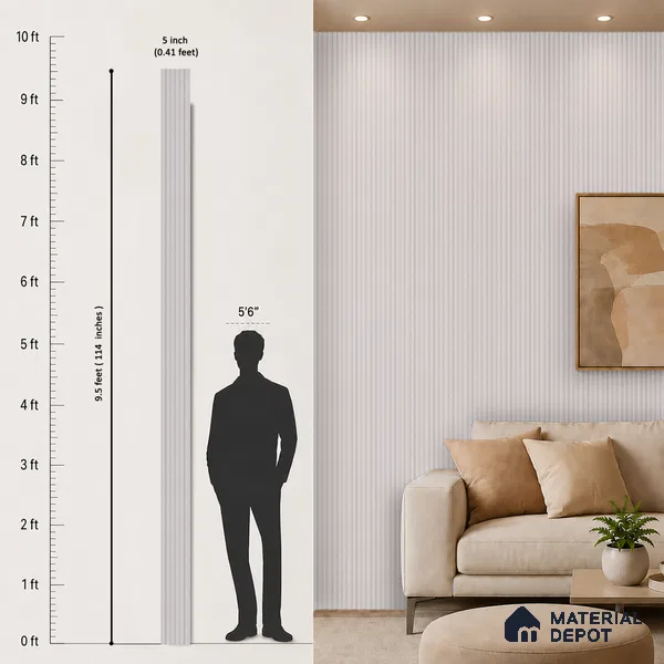Light Grey Fabric Look PN 07599 9.5 ft x 4.9 inch Charcoal Panel - 12 mm | Suitable for Feature Wall, TV Unit & Living Room | Width is Subjected to 5% Variation