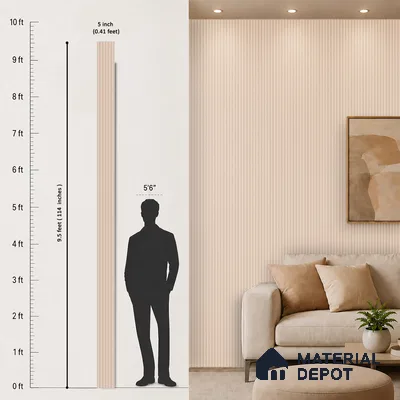 Cappuccino Beige Fabric Look PN 07601 9.5 ft x 4.9 inch Charcoal Panel - 12 mm | Suitable for Feature Wall, TV Unit & Living Room | Width is Subjected to 5% Variation