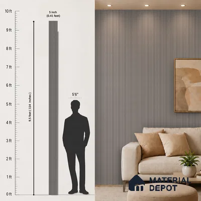 Mid Grey Plain Colour Look PN 07605 9.5 ft x 4.9 inch Charcoal Panel - 12 mm | Suitable for Feature Wall, TV Unit & Living Room | Width is Subjected to 5% Variation