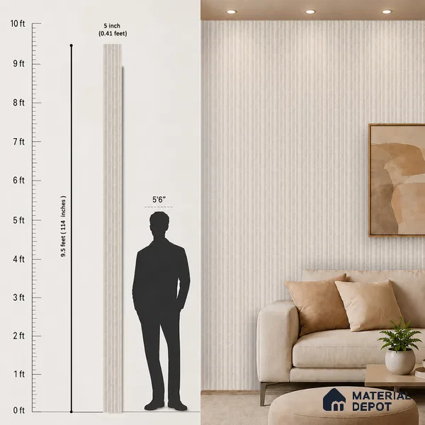 Light Grey Stone Look PN 07607 9.5 ft x 4.9 inch Charcoal Panel - 12 mm | Suitable for Feature Wall, TV Unit & Living Room | Width is Subjected to 5% Variation