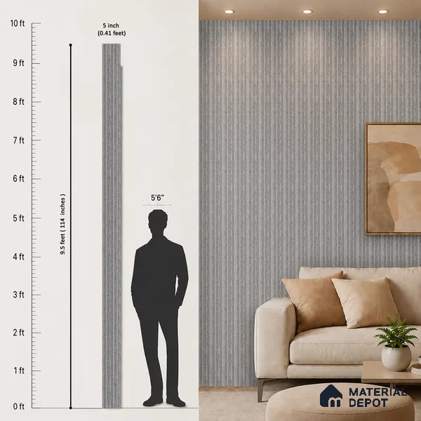 Mist Grey Stone Look PN 07609 9.5 ft x 4.9 inch Charcoal Panel - 12 mm | Suitable for Feature Wall, TV Unit & Living Room | Width is Subjected to 5% Variation