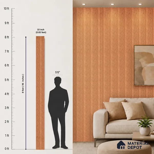 Wooden Look PN 07656 8 ft x 10 inch Charcoal Panel - 10 mm | Suitable for Living Room, Bedroom & Office | Width is Subjected to 5% Variation