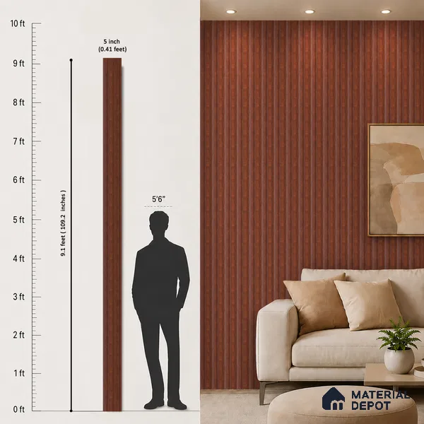 Wooden Look PN 07685 9.1 ft x 4.9 inch Charcoal Panel - 12 mm | Suitable for Living Room, Bedroom & TV Cabinet | Width is Subjected to 5% Variation