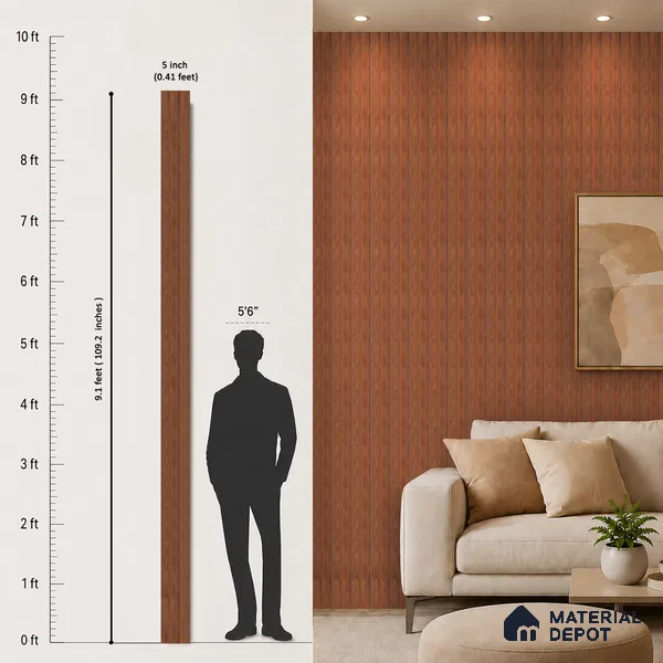 Wooden Look PN 07694 9.1 ft x 4.9 inch Charcoal Panel - 12 mm | Suitable for Living Room, Bedroom & TV Cabinet | Width is Subjected to 5% Variation