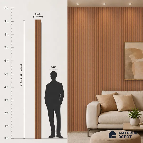 Wooden Look PN 07698 9.1 ft x 4.9 inch Charcoal Panel - 12 mm | Suitable for Living Room, Bedroom & TV Cabinet | Width is Subjected to 5% Variation