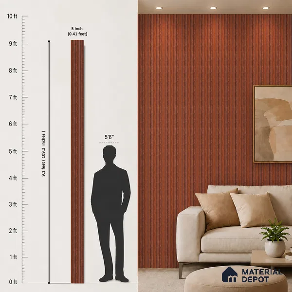 Wooden Look PN 07711 9.1 ft x 4.9 inch Charcoal Panel - 12 mm | Suitable for Living Room, Bedroom & TV Cabinet | Width is Subjected to 5% Variation