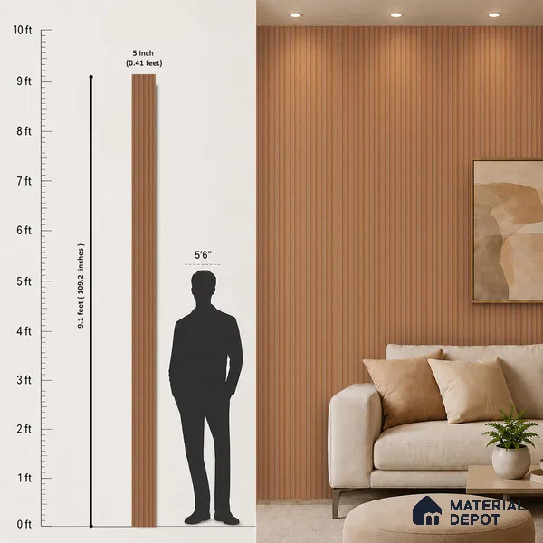 Wooden Look PN 07712 9.1 ft x 4.9 inch Charcoal Panel - 12 mm | Suitable for Living Room, Bedroom & TV Cabinet | Width is Subjected to 5% Variation