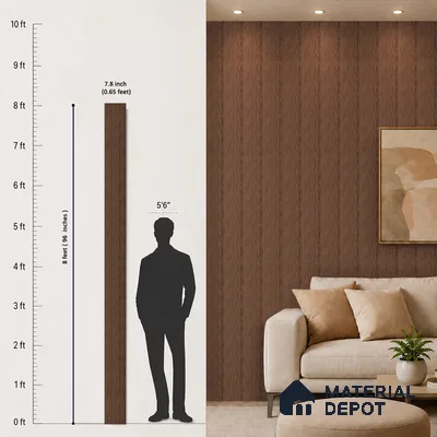 Wooden Look PN 07795 8 ft x 7.8 inch Charcoal Panel - 6 mm | Suitable for Living Room, Bedroom & Office | Width is Subjected to 5% Variation