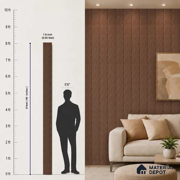 Wooden Look PN 07795 8 ft x 7.8 inch Charcoal Panel - 6 mm | Suitable for Living Room, Bedroom & Office | Width is Subjected to 5% Variation