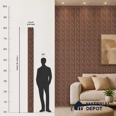 Coffee Brown Geometric Look PN 07808 8 ft x 7.8 inch Charcoal Panel - 6 mm | Suitable for Living Room, Bedroom & Office | Width is Subjected to 5% Variation