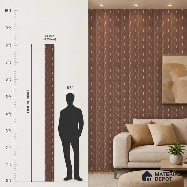 Coffee Brown Geometric Look PN 07808 8 ft x 7.8 inch Charcoal Panel - 6 mm | Suitable for Living Room, Bedroom & Office | Width is Subjected to 5% Variation