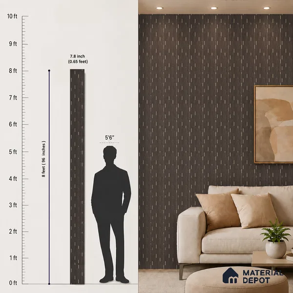 Graphite Black Geometric Look PN 07810 8 ft x 7.8 inch Charcoal Panel - 6 mm | Suitable for Living Room, Bedroom & Office | Width is Subjected to 5% Variation