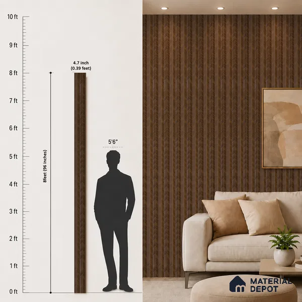 Brown Wooden Louver PN 05272 8 ft x 4.7 inch Charcoal Panel - 12 mm | Suitable for Feature Wall, TV Unit & Living Room | Width is Subjected to 5% Variation
