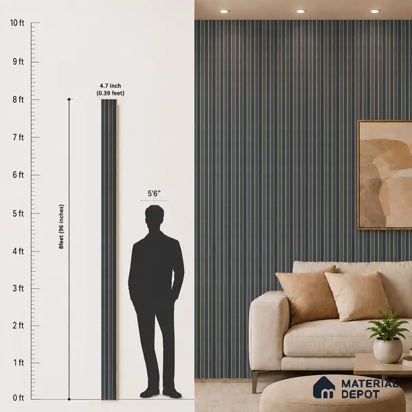 Grey Plain Colour Louver PN 05275 8 ft x 4.7 inch Charcoal Panel - 12 mm | Suitable for Feature Wall, TV Unit & Living Room | Width is Subjected to 5% Variation