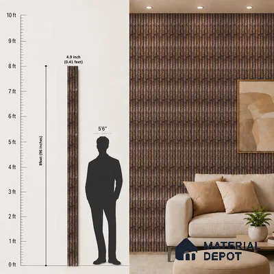 Brown Wooden Louver PN 05276 8 ft x 4.9 inch Charcoal Panel - 11 mm | Suitable for Feature Wall, TV Unit & Living Room | Width is Subjected to 5% Variation
