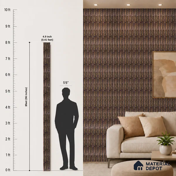 Brown Wooden Louver PN 05276 8 ft x 4.9 inch Charcoal Panel - 11 mm | Suitable for Feature Wall, TV Unit & Living Room | Width is Subjected to 5% Variation