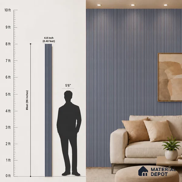 Grey Plain Colour Louver PN 05290 8 ft x 4.8 inch Charcoal Panel - 12 mm | Suitable for Feature Wall, TV Unit & Living Room | Width is Subjected to 5% Variation