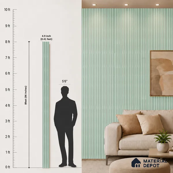 Blue Plain Colour Louver PN 05295 8 ft x 4.9 inch Charcoal Panel - 12 mm | Suitable for Feature Wall, TV Unit & Living Room | Width is Subjected to 5% Variation