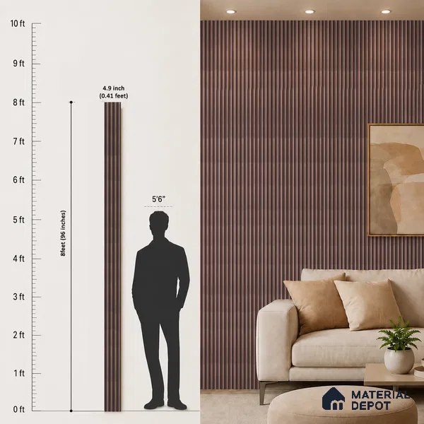 Brown Rustic Louver PN 05297 8 ft x 4.9 inch Charcoal Panel - 12 mm | Suitable for Feature Wall, TV Unit & Living Room | Width is Subjected to 5% Variation