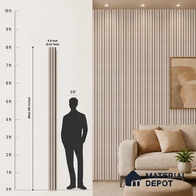 Beige Plain Colour Louver PN 05301 8 ft x 4.9 inch Charcoal Panel - 12 mm | Suitable for Feature Wall, TV Unit & Living Room | Width is Subjected to 5% Variation